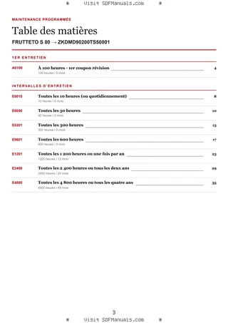 Maintenance programmée: FRUTTETO S 80 → ZKDMD90200TS50001 – maintenance schedule sample