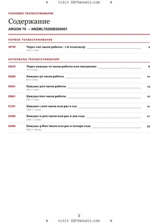 Плановое техобслуживание: ARGON 75 → NNZML70200BS00001 – maintenance schedule sample