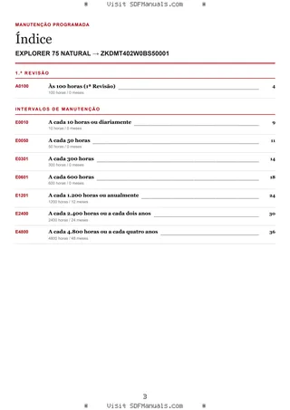 Manutenção programada: EXPLORER 75 NATURAL → ZKDMT402W0BS50001 – maintenance schedule sample
