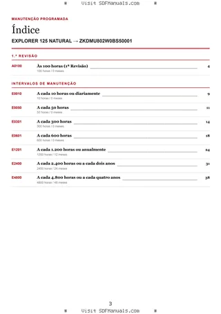 Manutenção programada: EXPLORER 125 NATURAL → ZKDMU802W0BS50001 – maintenance schedule sample