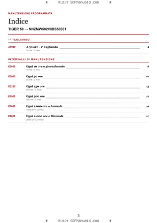 Manutenzione programmata: TIGER 50 → NNZMW502V0BS50001 – maintenance schedule sample
