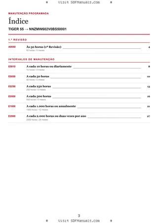 Manutenção programada: TIGER 55 → NNZMW602V0BS50001 – maintenance schedule sample