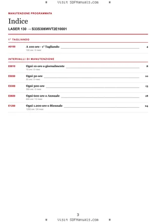 Manutenzione programmata: LASER 130 → S33S306WVT2E10001 – maintenance schedule sample