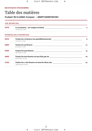 Maintenance programmée: Frutteto³ 80 CLASSIC Compact → ZKDP1102W0TS01001 – maintenance schedule sample