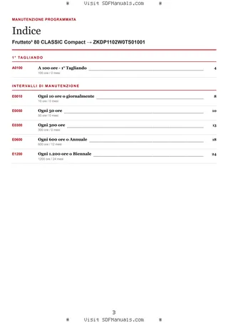 Manutenzione programmata: Frutteto³ 80 CLASSIC Compact → ZKDP1102W0TS01001 – maintenance schedule sample