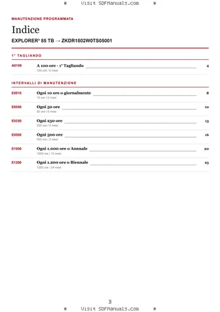 Manutenzione programmata: EXPLORER³ 85 TB → ZKDR1802W0TS05001 – maintenance schedule sample
