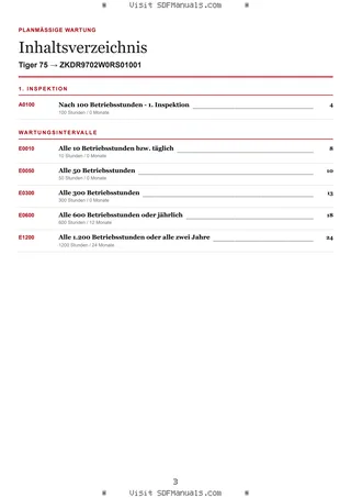 Planmäßige Wartung: Tiger 75 → ZKDR9702W0RS01001 – maintenance schedule sample