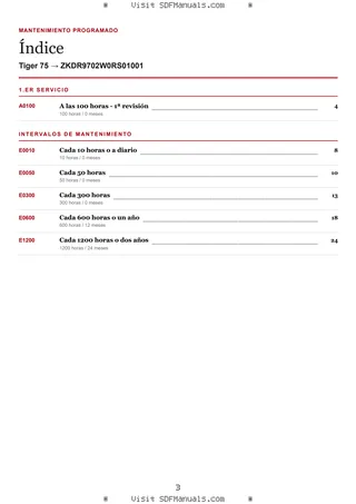 Mantenimiento programado: Tiger 75 → ZKDR9702W0RS01001 – maintenance schedule sample