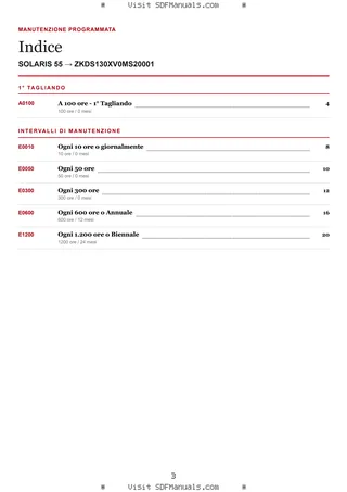 Manutenzione programmata: SOLARIS 55 → ZKDS130XV0MS20001 – maintenance schedule sample