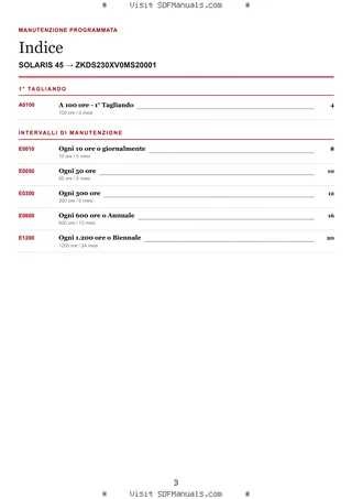 Manutenzione programmata: SOLARIS 45 → ZKDS230XV0MS20001 – maintenance schedule sample