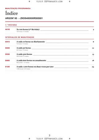 Manutenção programada: ARGON³ 65 → ZKDS400X00RS05001 – maintenance schedule sample