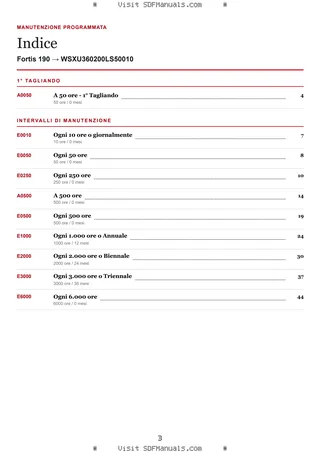 Manutenzione programmata: Fortis 190 → WSXU360200LS50010 – maintenance schedule sample