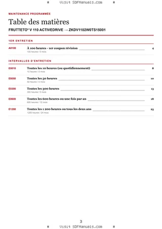 Maintenance programmée: FRUTTETO³ V 110 ACTIVEDRIVE → ZKDV1102W0TS15001 – maintenance schedule sample