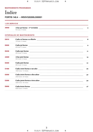 Mantenimiento programado: FORTIS 140.4 → WSXV320200LS50001 – maintenance schedule sample