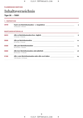 Planmäßige Wartung: Tiger 50 → 70001 – maintenance schedule sample