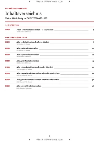 Planmäßige Wartung: Virtus 100 Infinity → ZKDY770200TS10001 – maintenance schedule sample