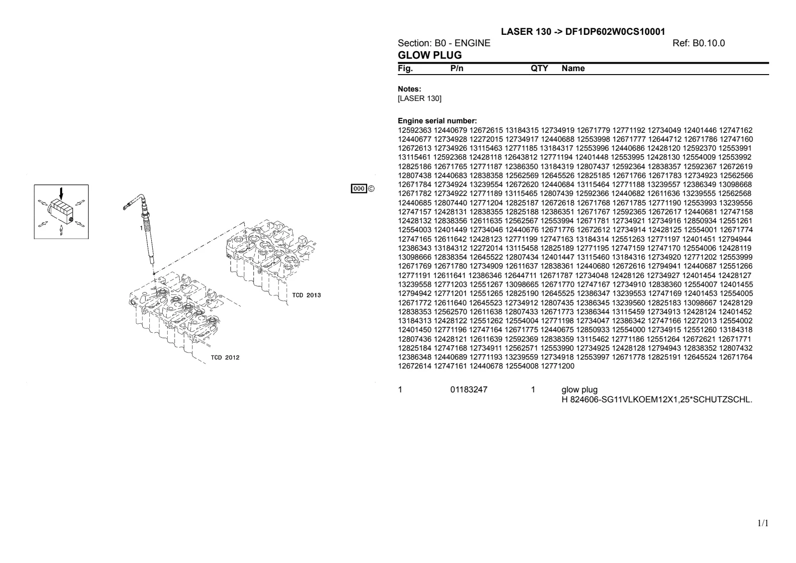 Parts Catalogue: LASER 130 → DF1DP602W0CS10001 – parts catalogue sample 1