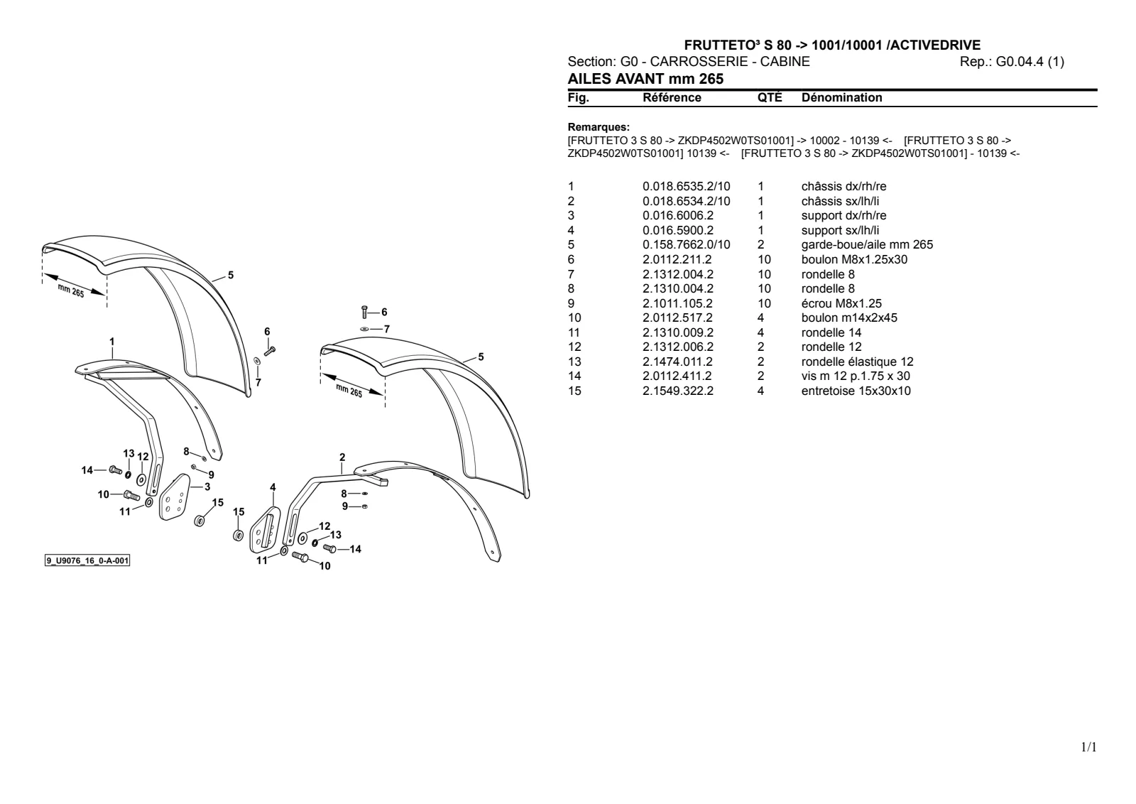 Catalogue de pièces détachées: FRUTTETO³ S 80 ACTIVEDRIVE → ZKDP4502W0TS1001 / 10001 – parts catalogue sample 2