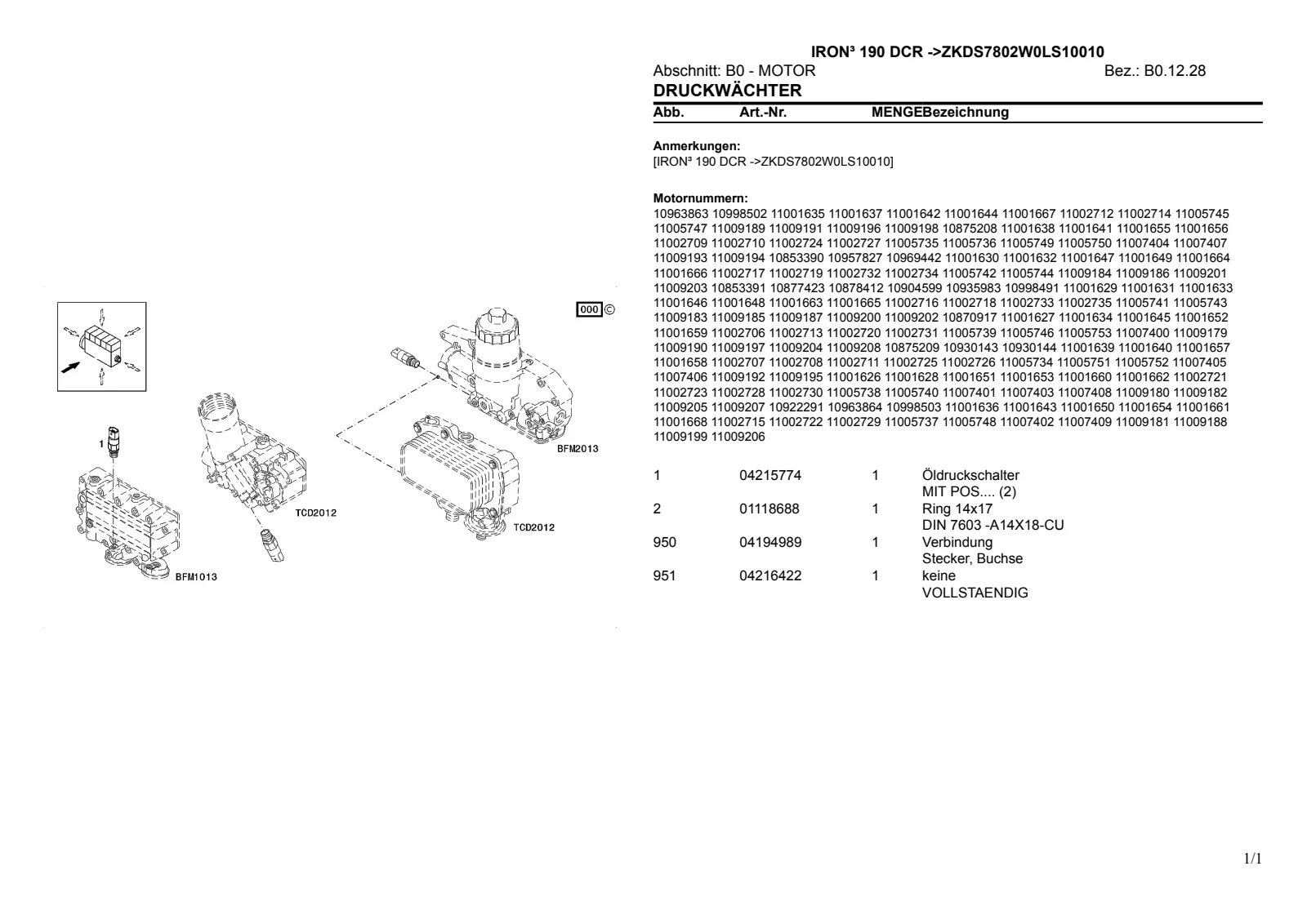 Ersatzteilkatalog: IRON³ 190 DCR → ZKDS7802W0LS10010 – parts catalogue sample 1