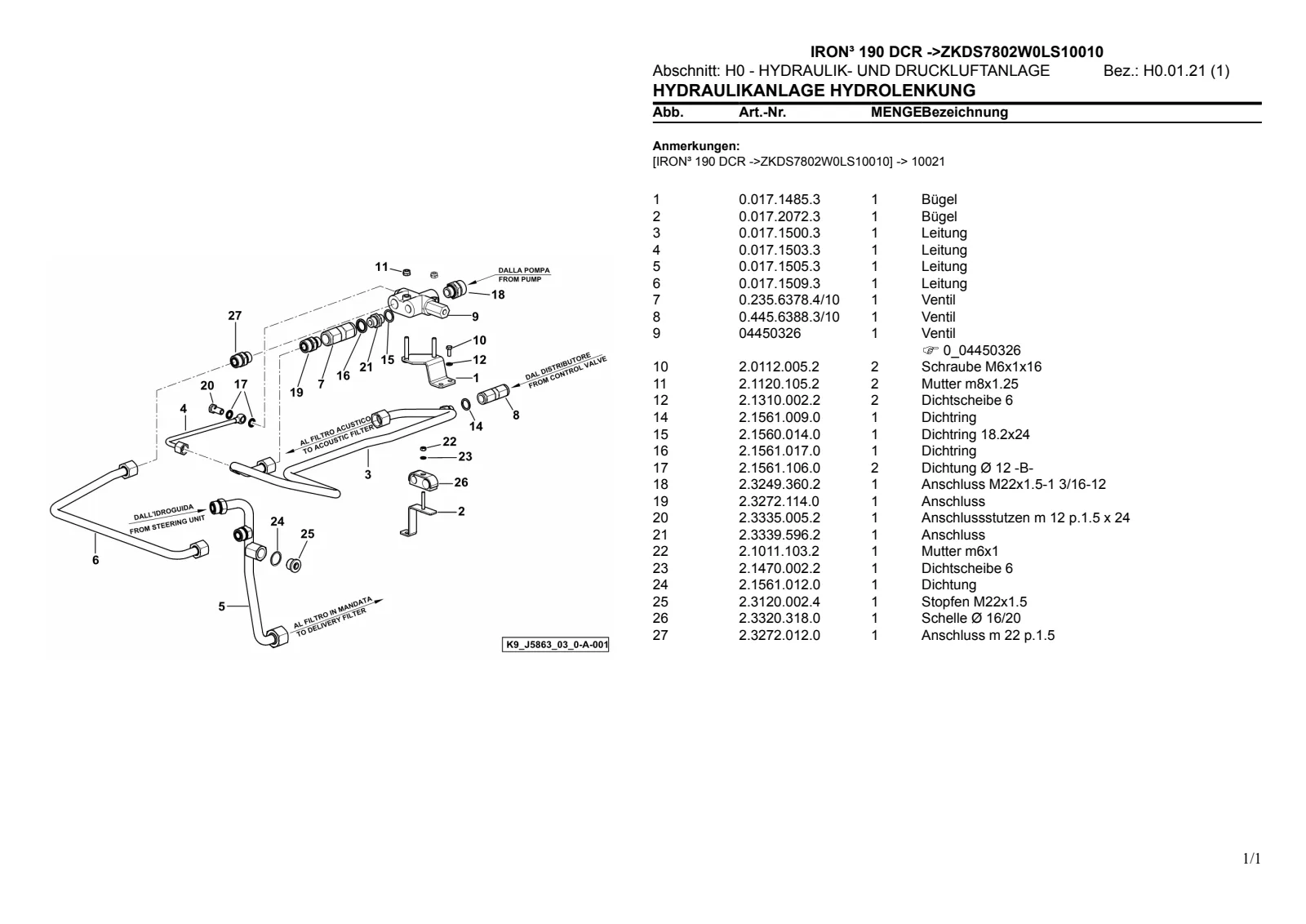 Ersatzteilkatalog: IRON³ 190 DCR → ZKDS7802W0LS10010 – parts catalogue sample 3