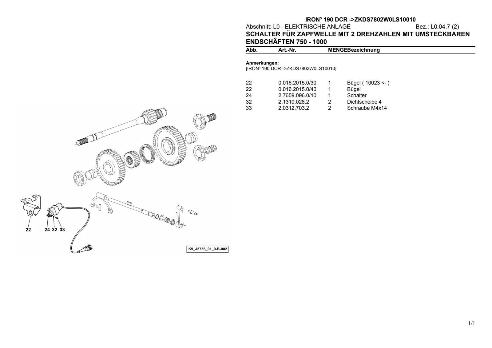 Ersatzteilkatalog: IRON³ 190 DCR → ZKDS7802W0LS10010 – parts catalogue sample 4