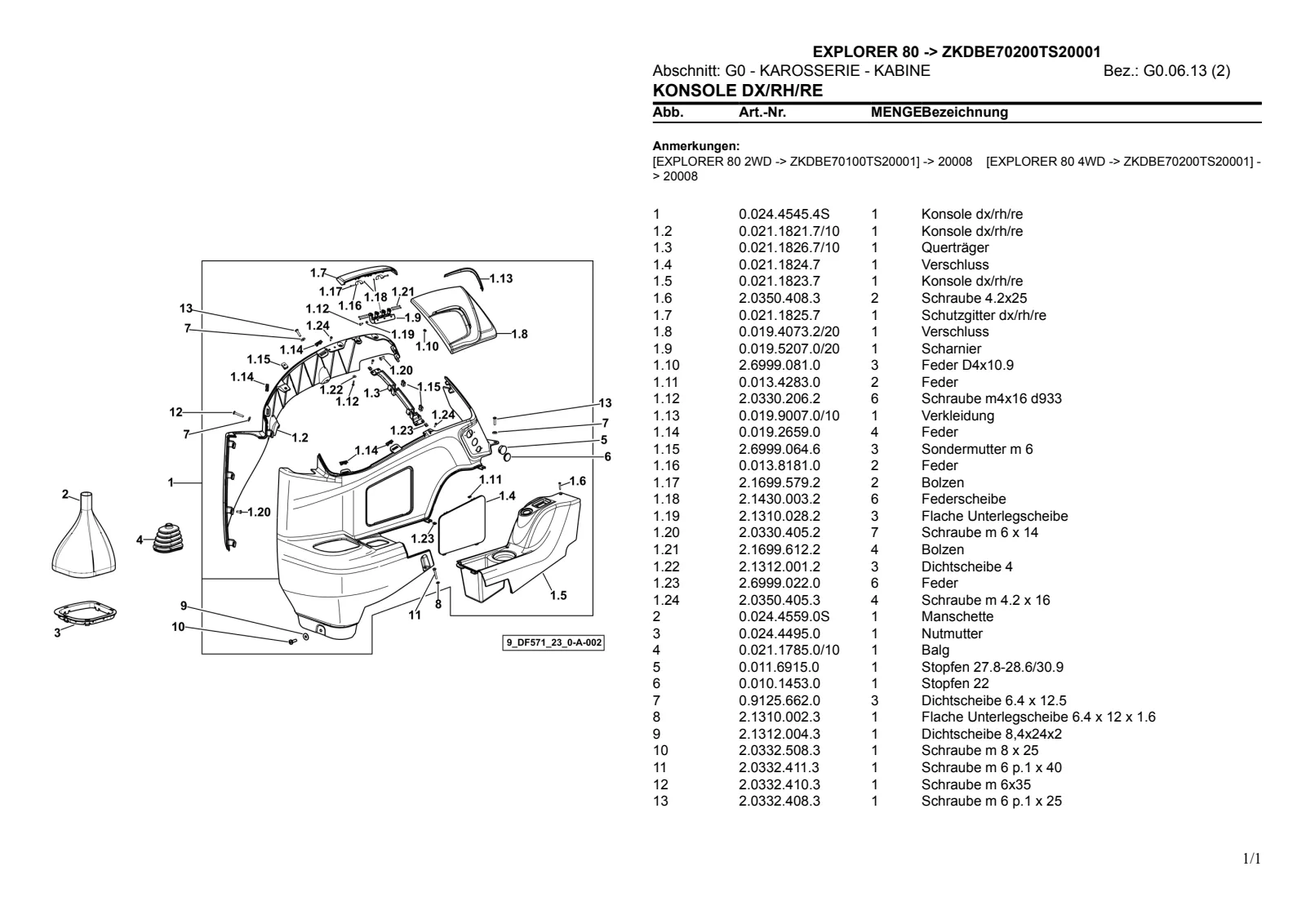 Ersatzteilkatalog: EXPLORER 80 → ZKDBE70200TS20001 – parts catalogue sample 2