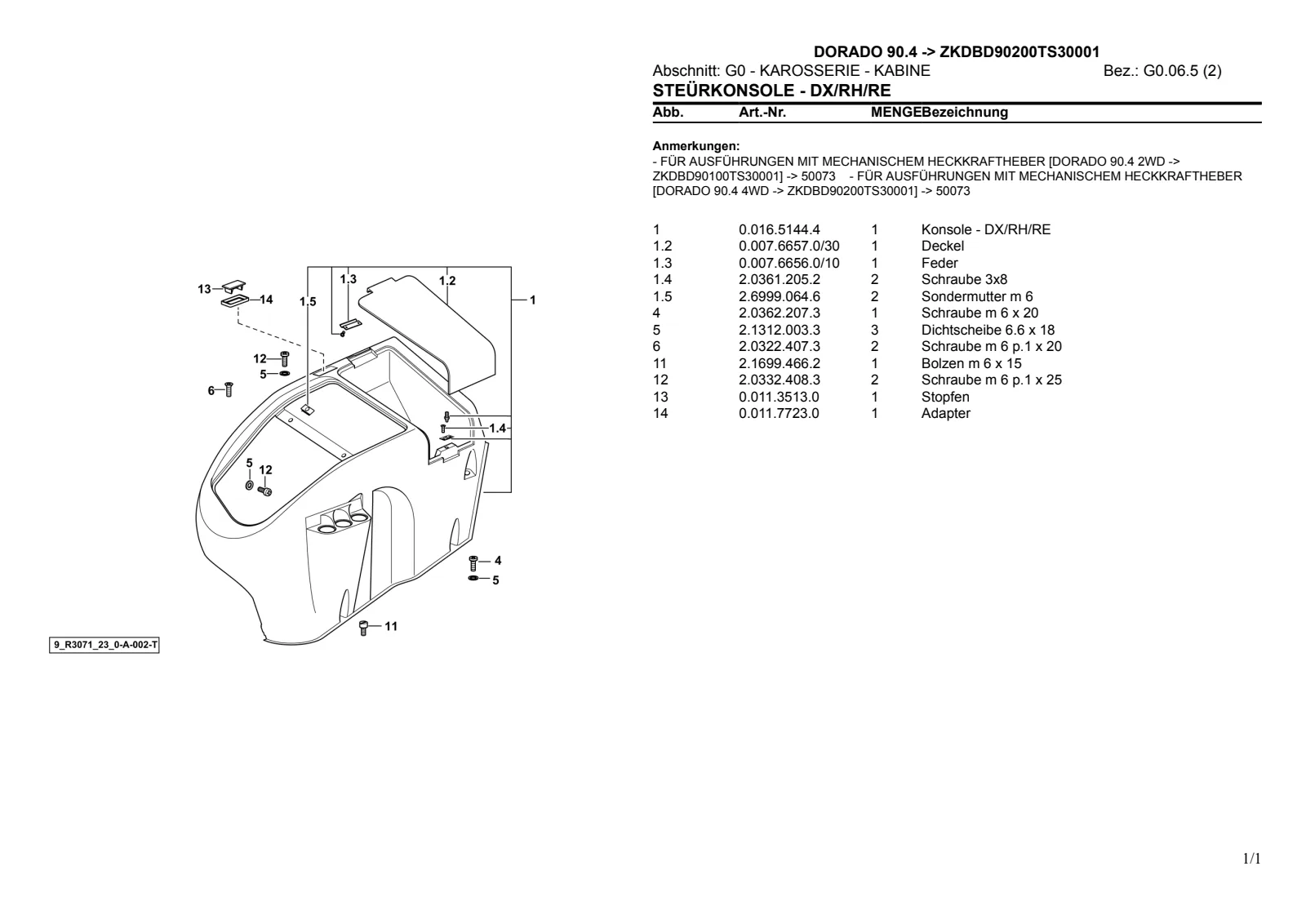Ersatzteilkatalog: DORADO 90.4 → ZKDBD90200TS30001 – parts catalogue sample 2