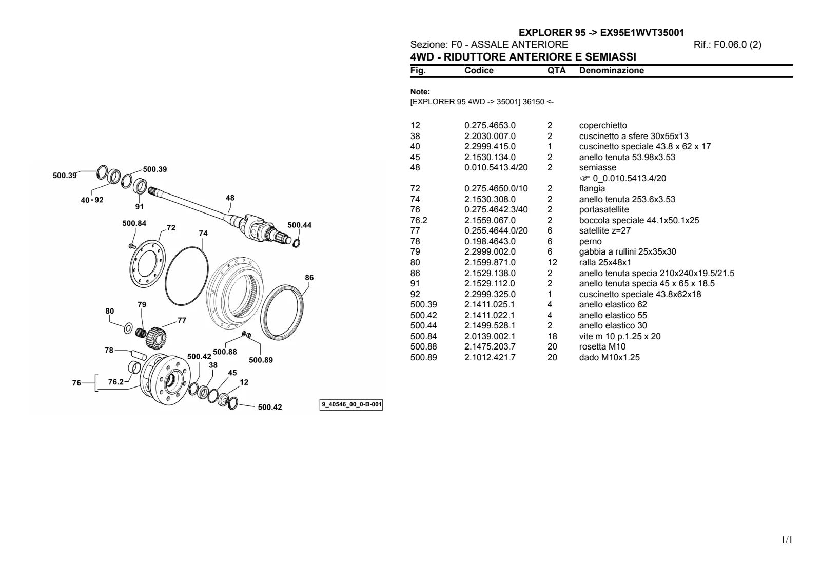 Catalogo ricambi: EXPLORER 95 → EX95E1WVT35001 – parts catalogue sample 2