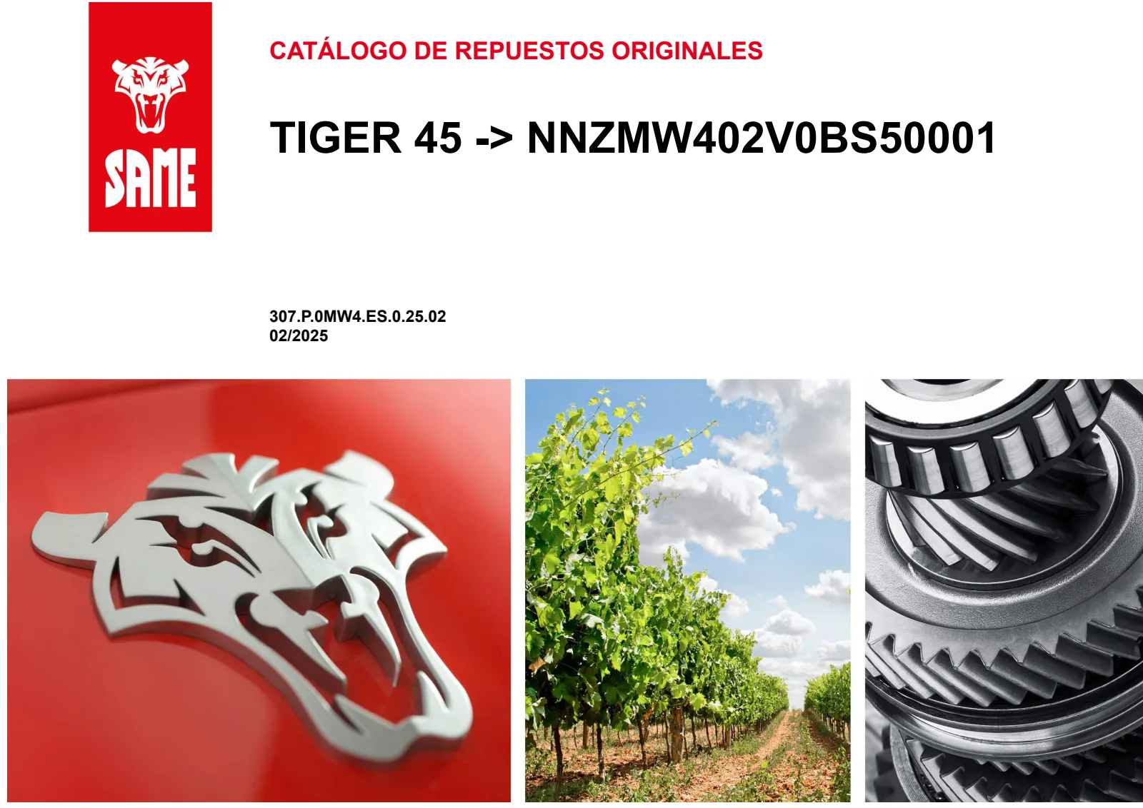 Catálogo de repuestos: TIGER 45 → NNZMW402V0BS50001