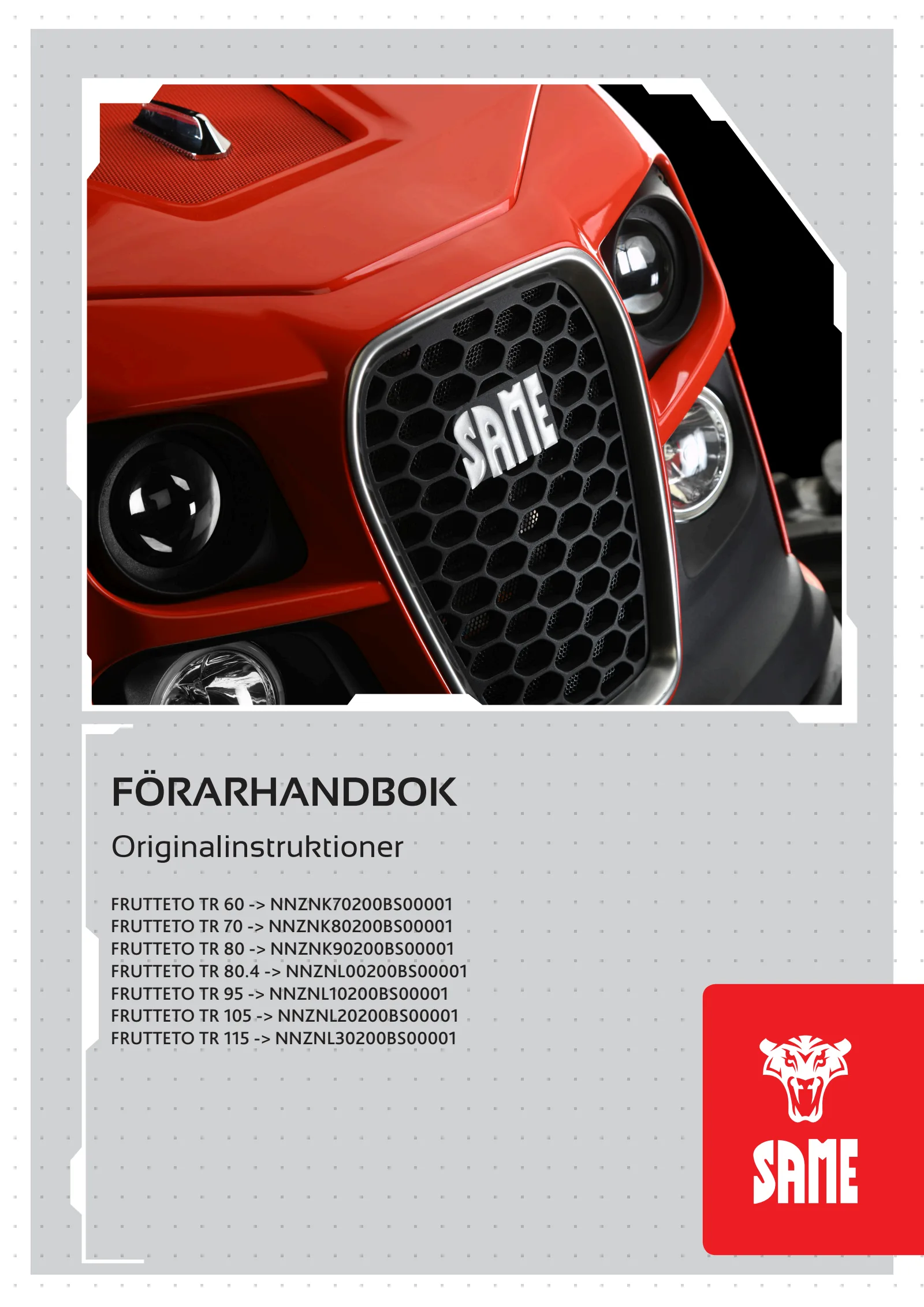 Förarhandbok: FRUTTETO TR 60 → NNZNK70200BS00001