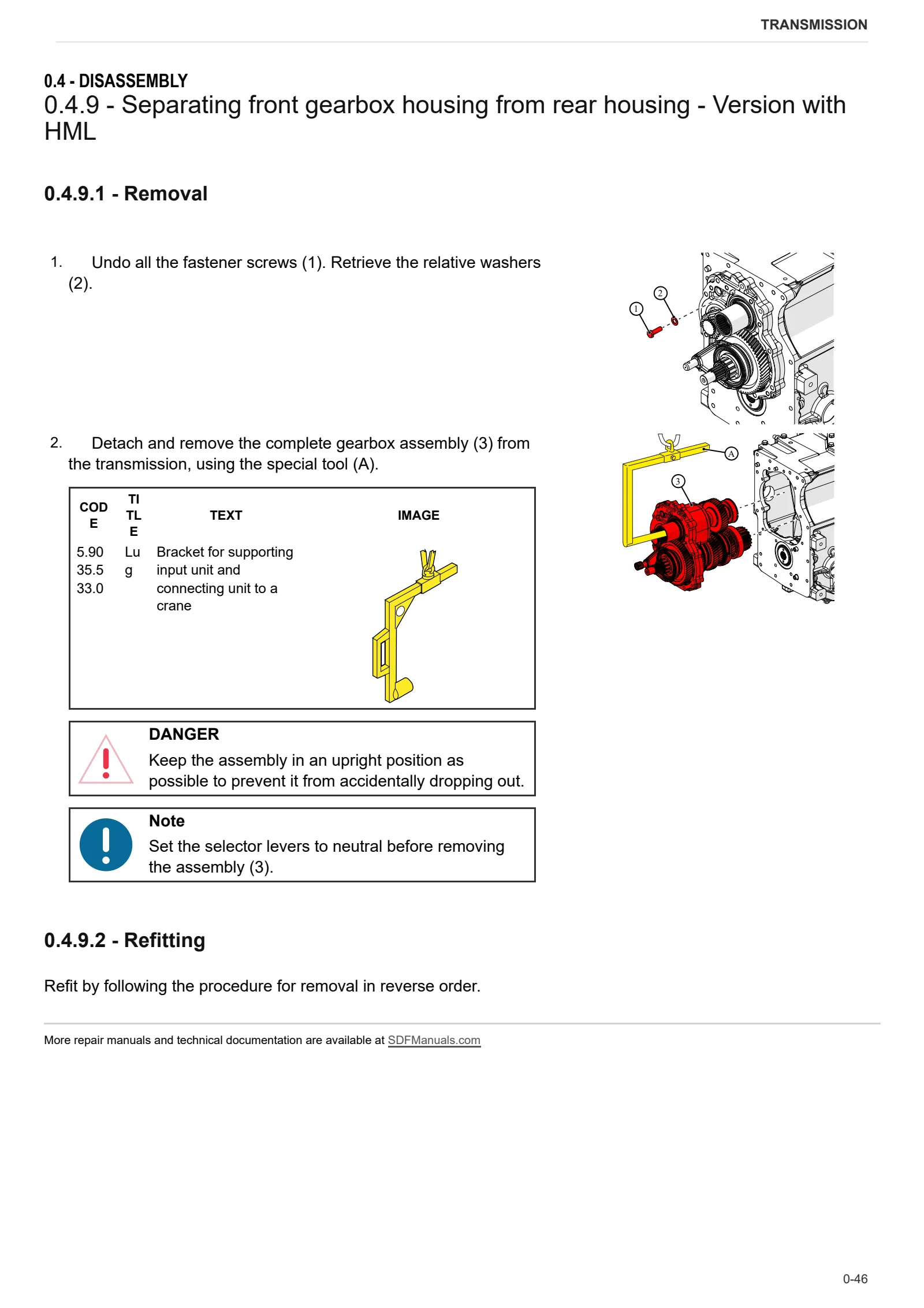 Workshop Manual: SDF T5400 PS – sample manual page 1