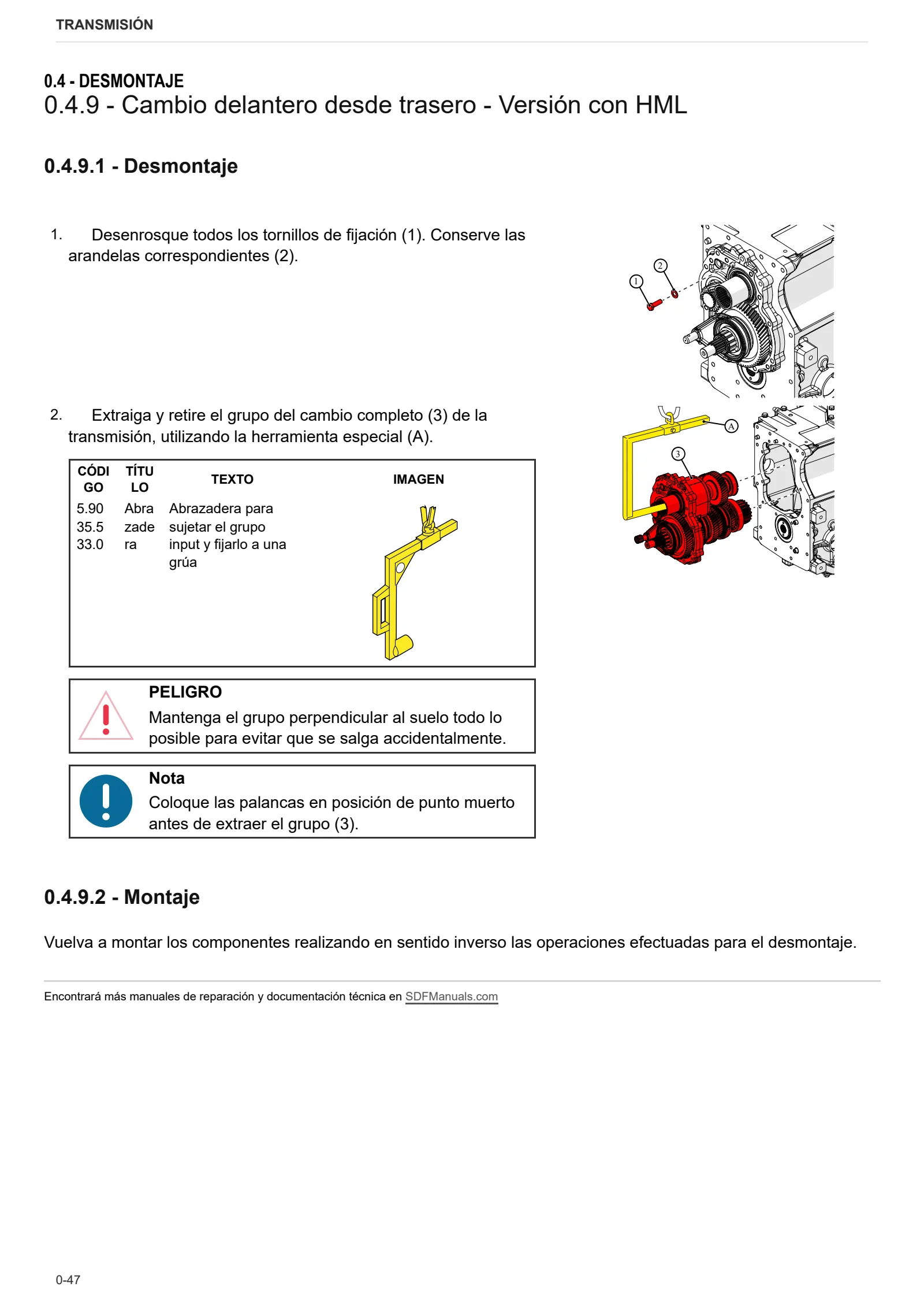 Manual de taller: SDF T5400 PS – sample manual page 1