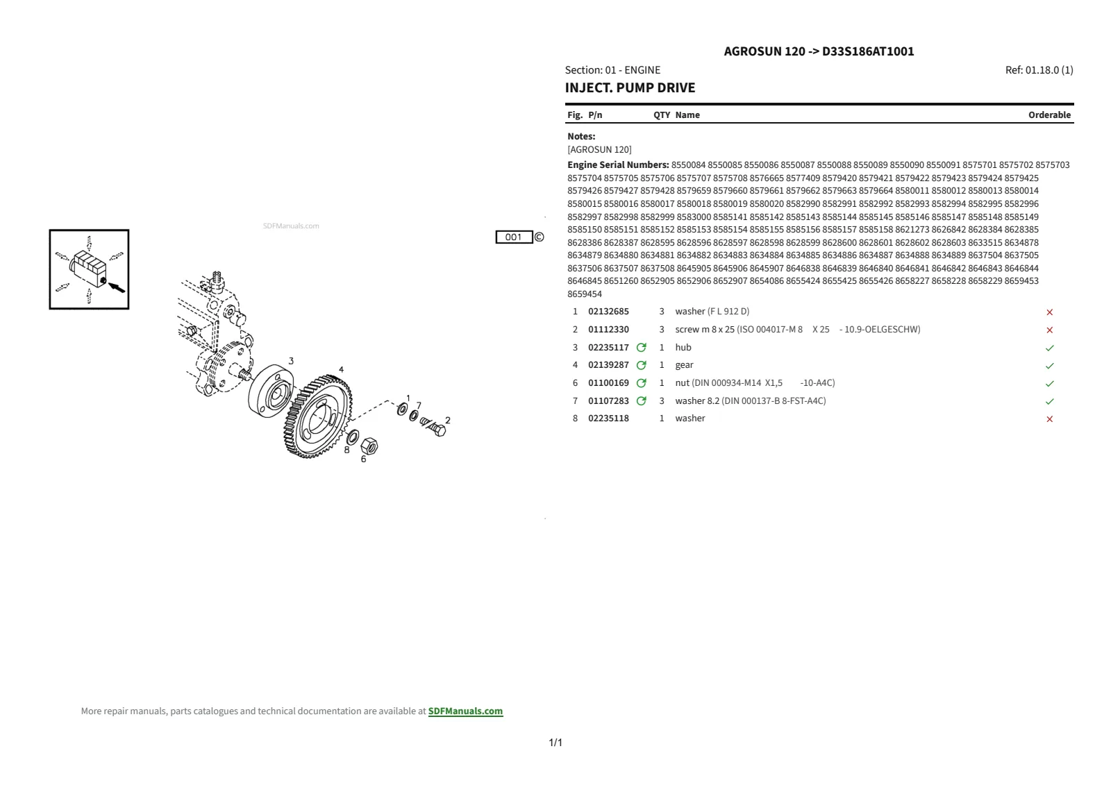 Parts Catalogue: Agrosun 120 → D33S186AT1001 – parts catalogue sample 1