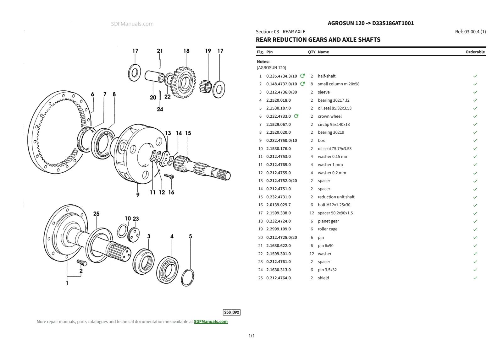 Parts Catalogue: Agrosun 120 → D33S186AT1001 – parts catalogue sample 2
