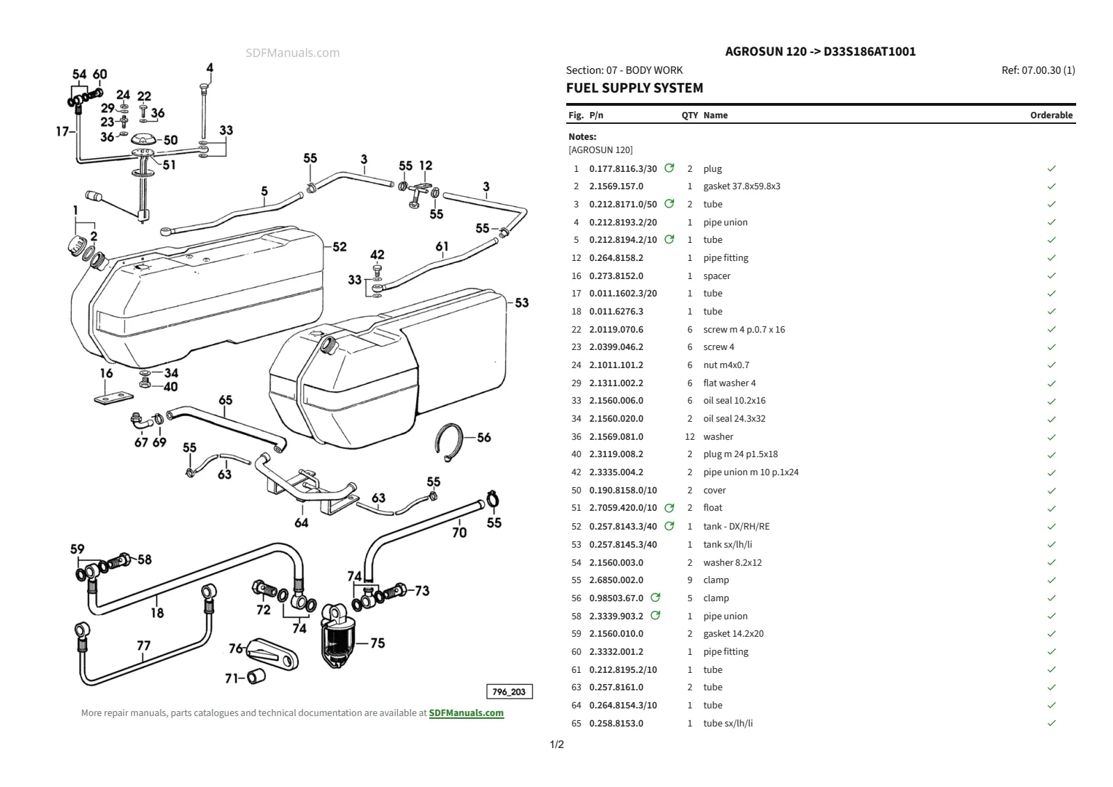 Parts Catalogue: Agrosun 120 → D33S186AT1001 – parts catalogue sample 3