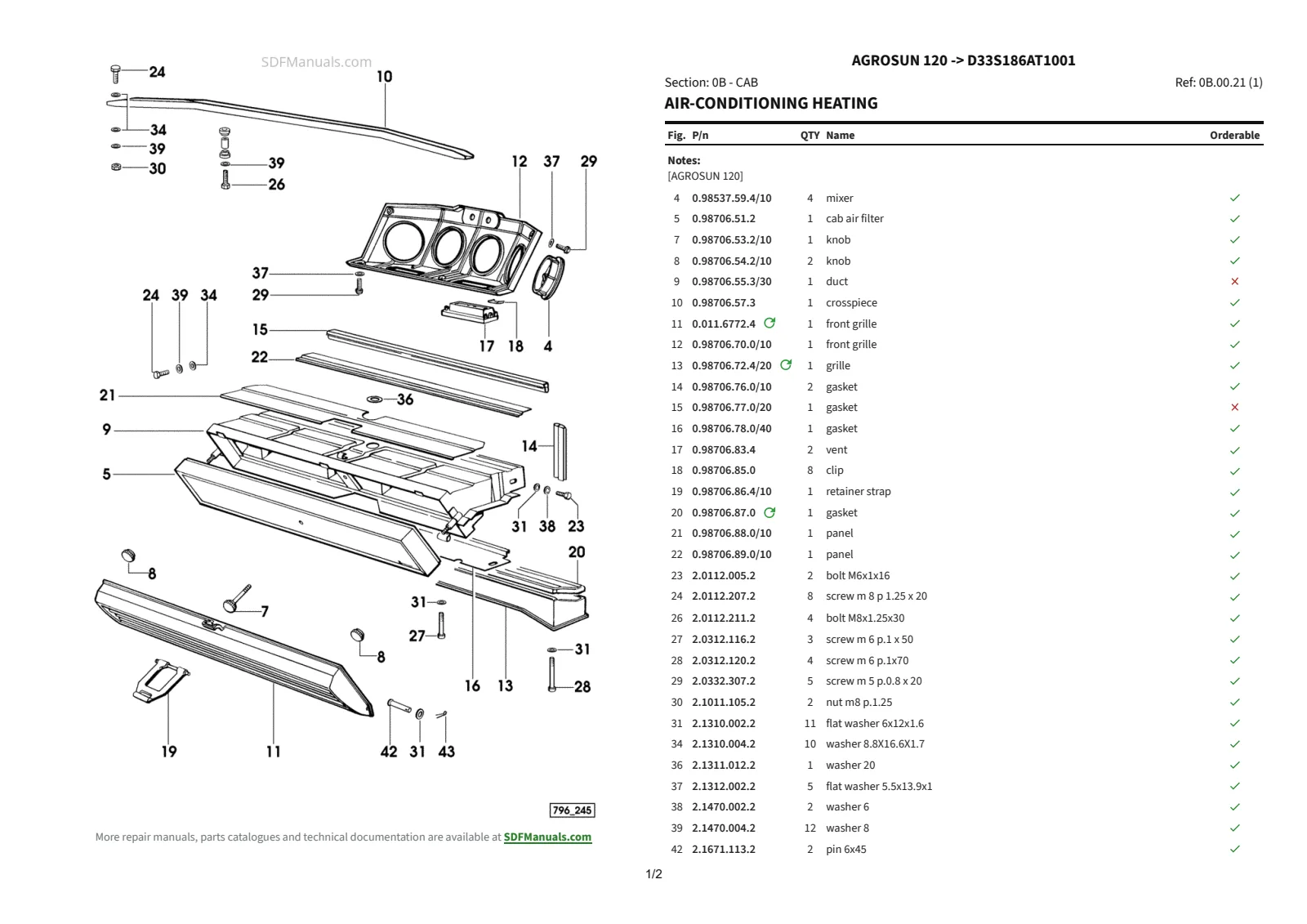 Parts Catalogue: Agrosun 120 → D33S186AT1001 – parts catalogue sample 4