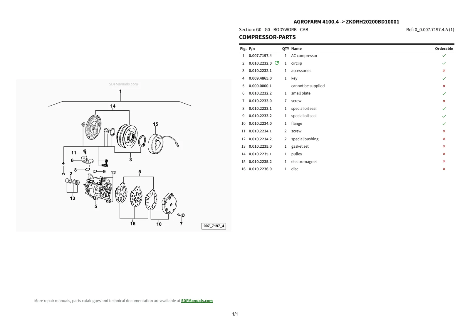 Parts Catalogue: AGROFARM 4100.4 → ZKDRH20200BD10001 – parts catalogue sample 3