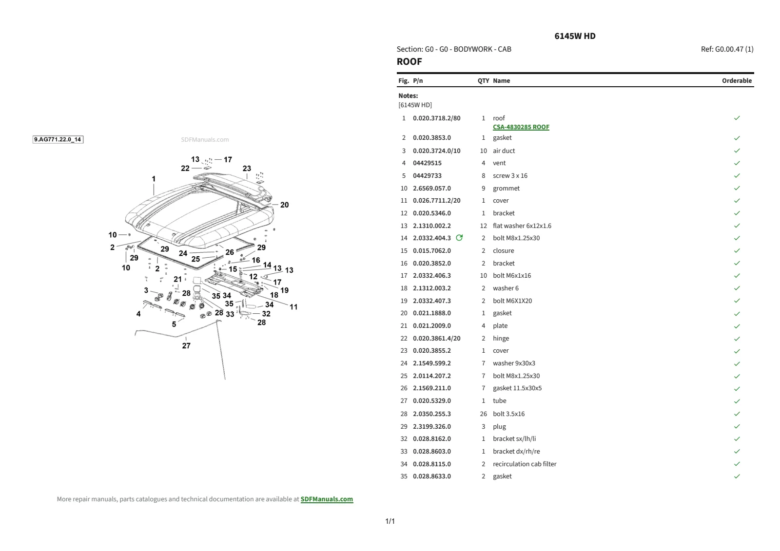 Parts Catalogue: 6145W HD – parts catalogue sample 3