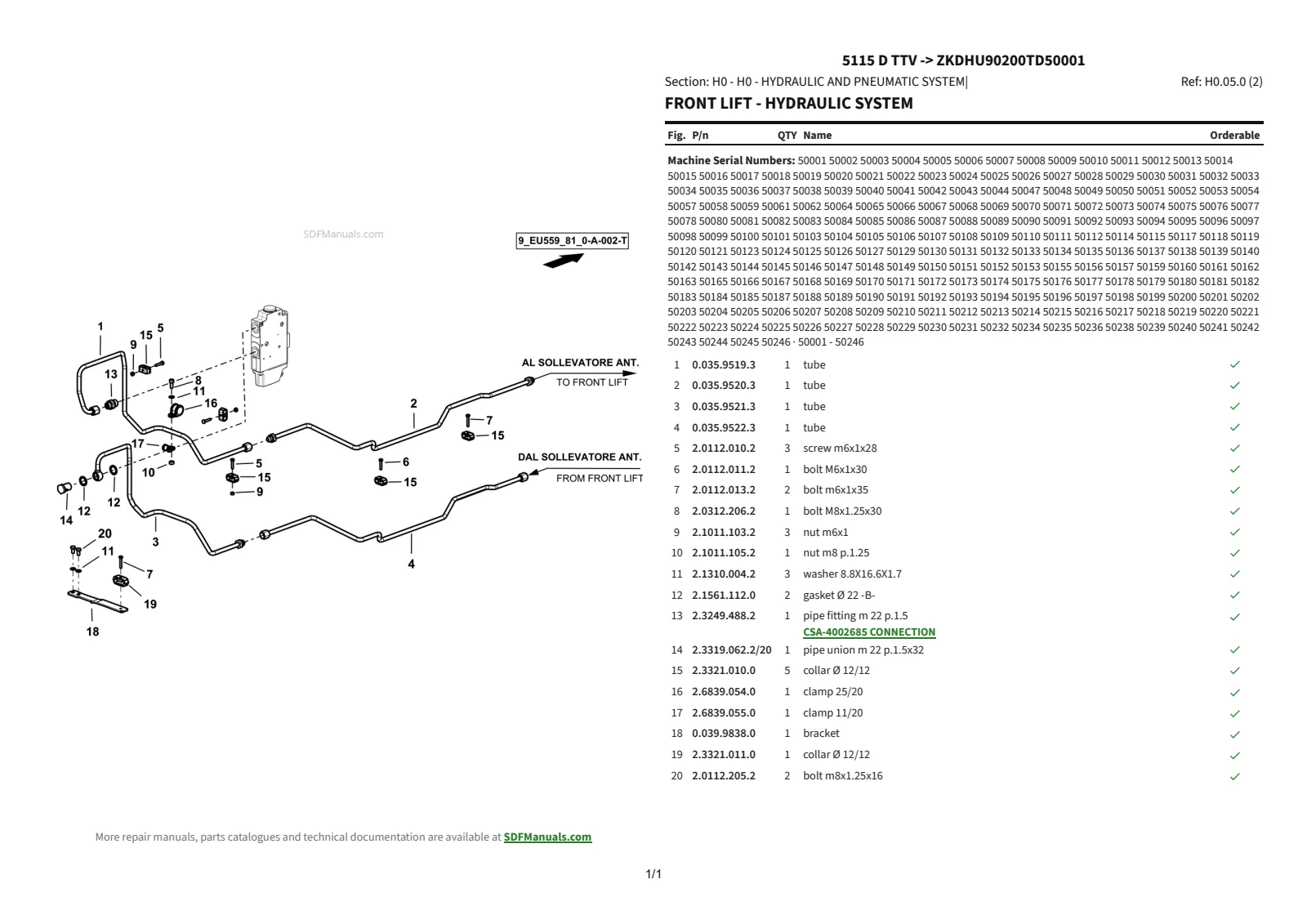 Parts Catalogue: 5115 D TTV → ZKDHU90200TD50001 – parts catalogue sample 3
