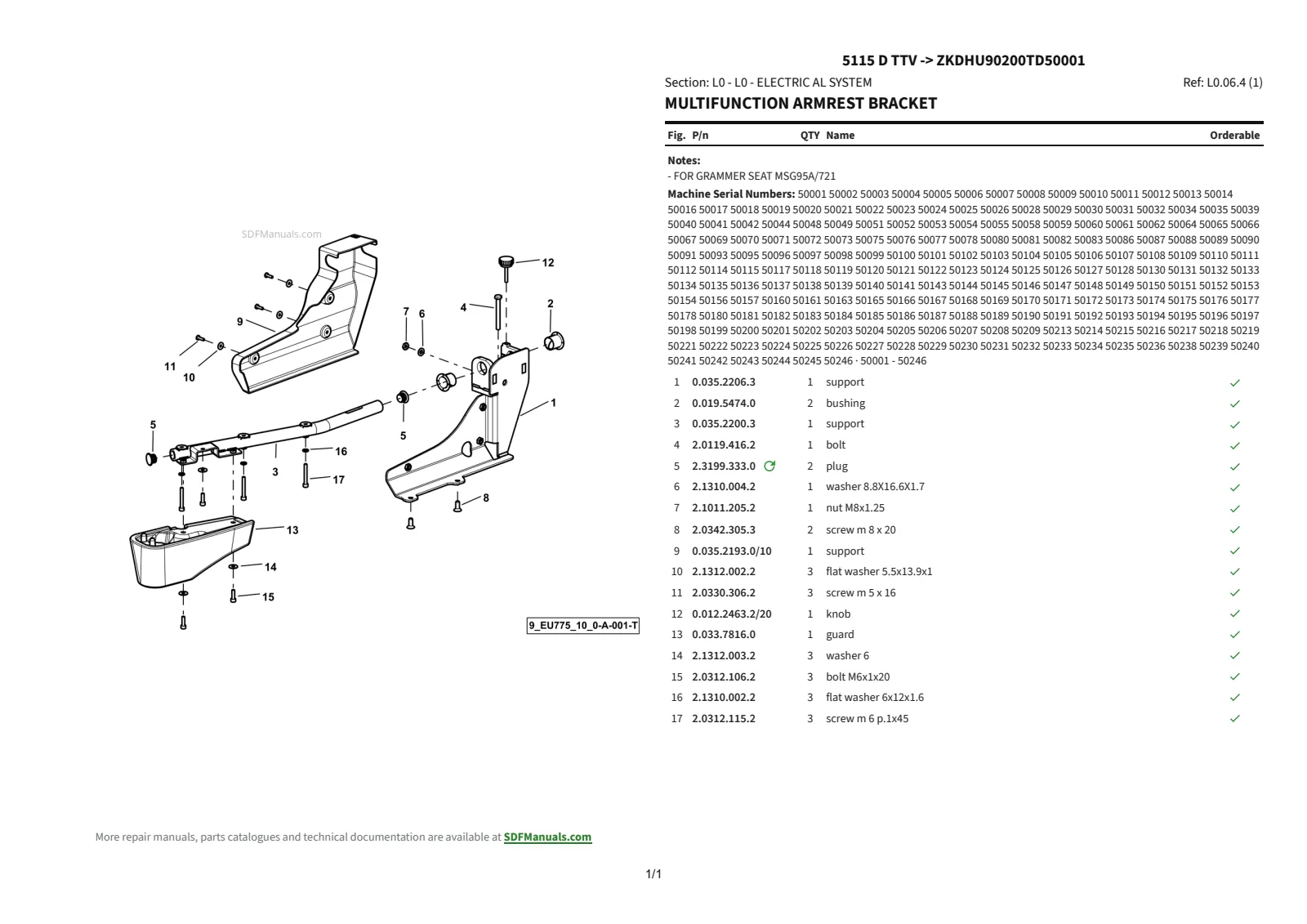 Parts Catalogue: 5115 D TTV → ZKDHU90200TD50001 – parts catalogue sample 4